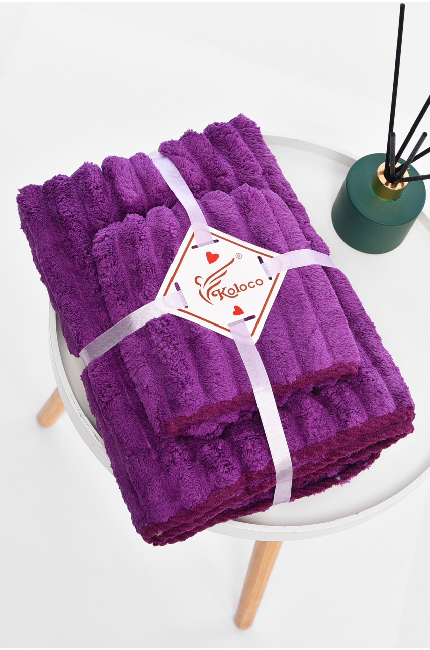 Набор однотонных полотенец из микрофибры банное+для лица темно-фиолетового цвета 98-754 196570