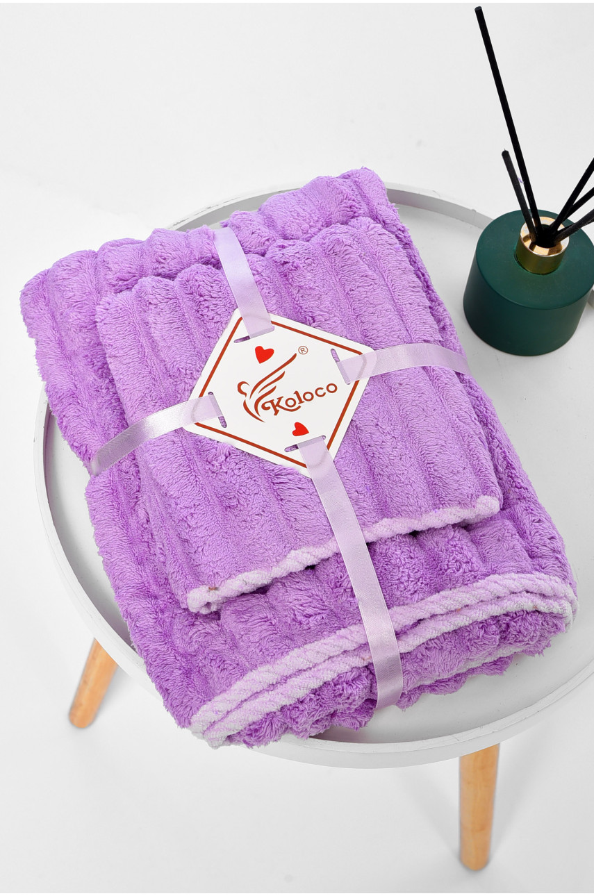 Набір однотонних рушників з мікрофібри банне+для обличчя бузкового кольору 98-754 196575