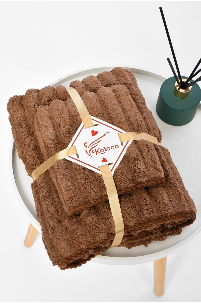 Набір однотонних рушників з мікрофібри банне+для обличчя темно-коричневого кольору 98-754 196581