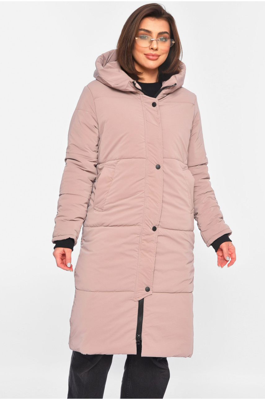 Куртка жіноча подовжена демісезонна темно-рожевого кольору 322 196584
