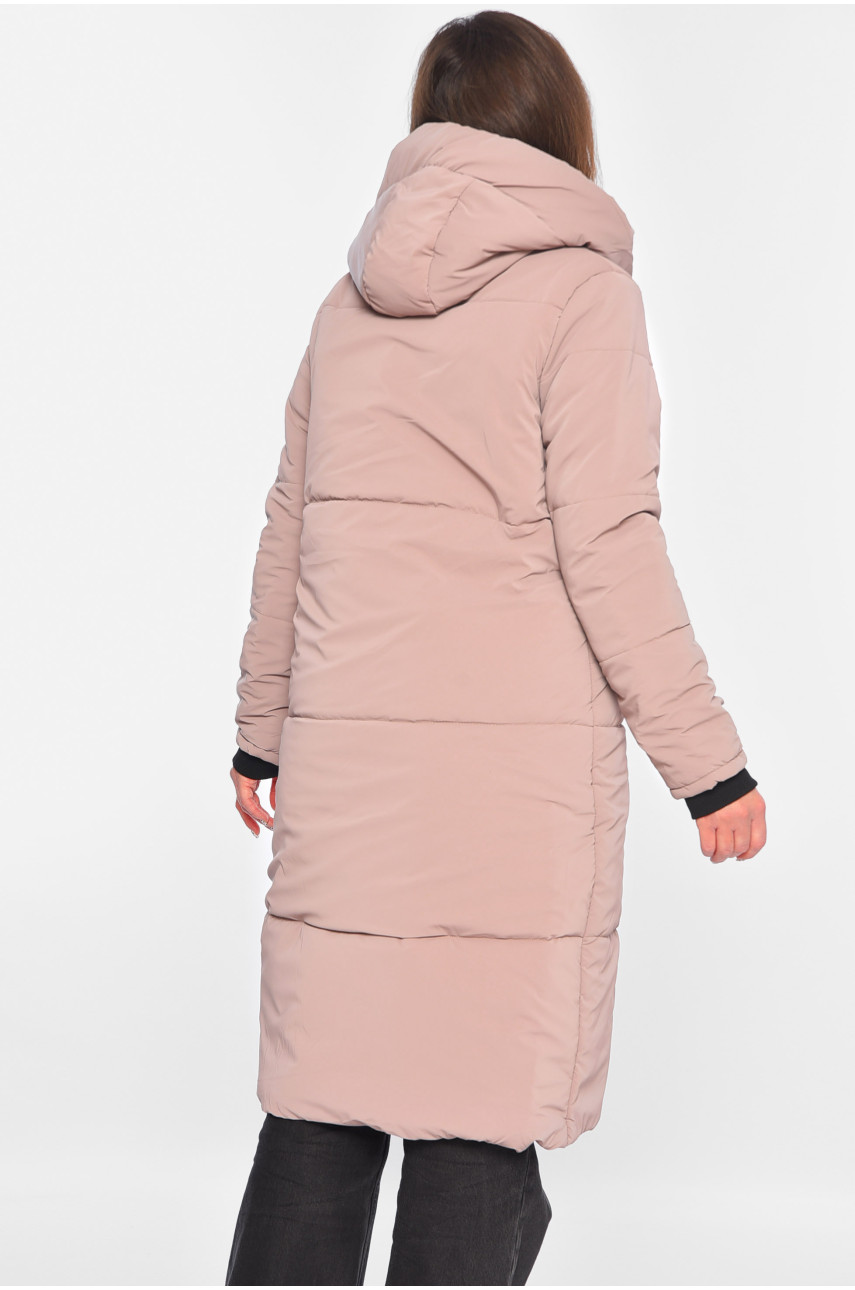 Куртка жіноча подовжена демісезонна темно-рожевого кольору 322 196584