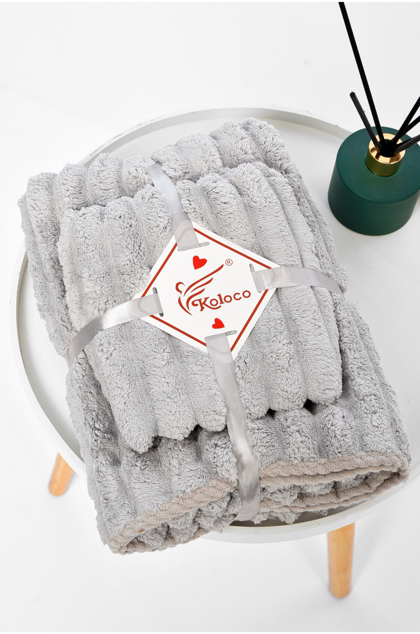 Набір однотонних рушників з мікрофібри банне+для обличчя світло-сірого кольору 98-754 196589