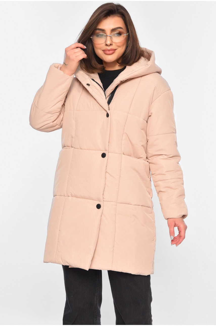 Куртка жіноча демісезонна світло-бежевого кольору 341-1 196605