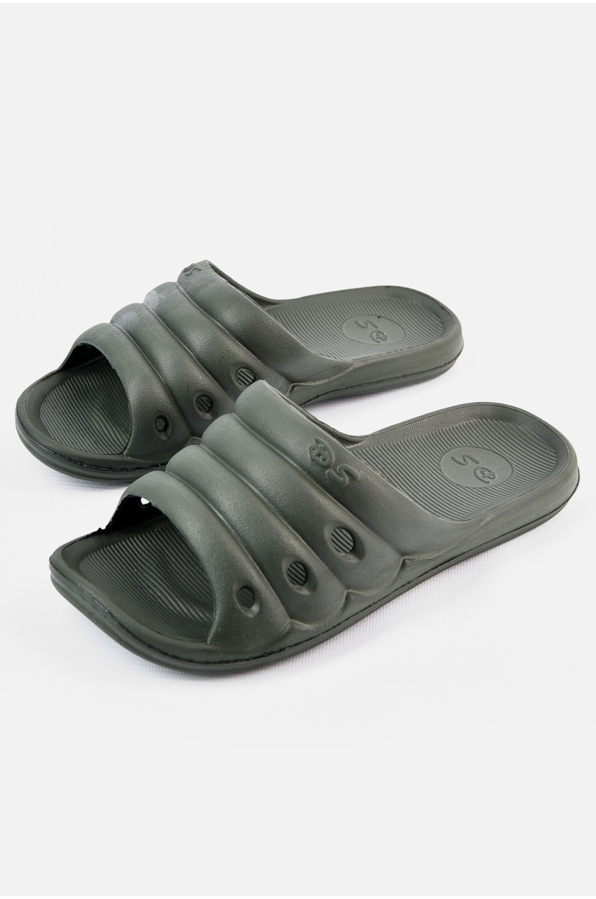 Шльопанці піна чоловічі кольору хакі П-24 196709
