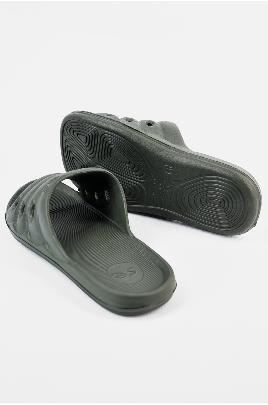 Шльопанці піна чоловічі кольору хакі П-24 196709
