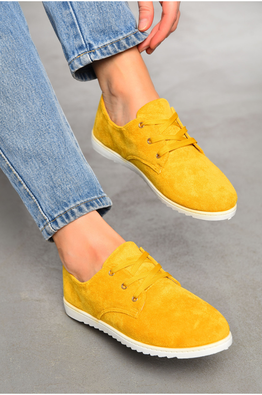 Туфлі жіночі замшеві гірчичного кольору на шнурівці YS7242-7 196742