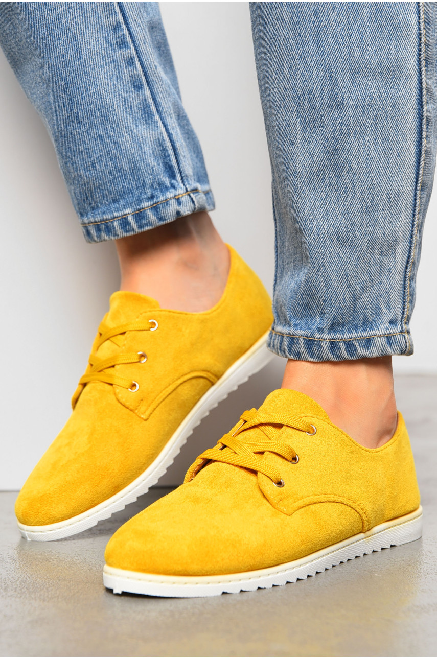 Туфлі жіночі замшеві гірчичного кольору на шнурівці YS7242-7 196742