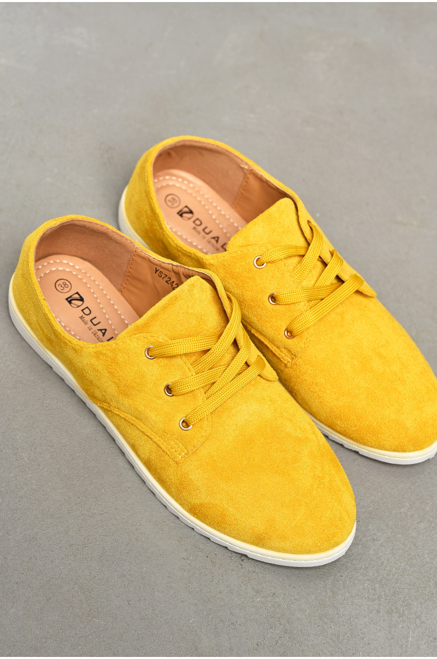 Туфлі жіночі замшеві гірчичного кольору на шнурівці YS7242-7 196742