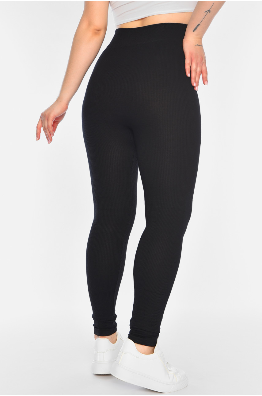 Лосини жіночі рубчик чорного кольору 09-2 196863 Лосини жіночі рубчик чорного кольору 09-2 196863
