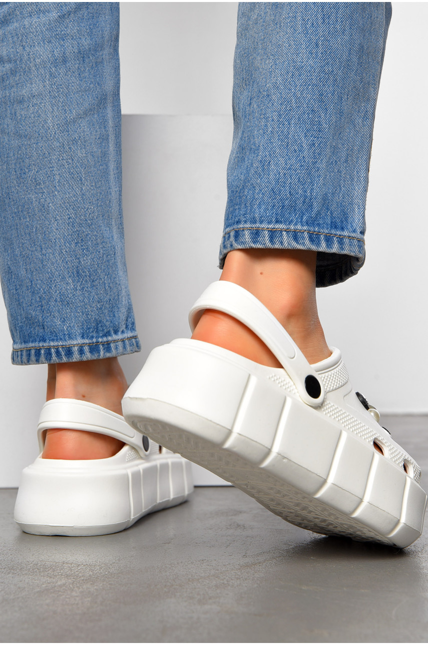 Кроксы женские белого цвета 152/2-6 196876 Кроксы женские белого цвета 152/2-6 196876