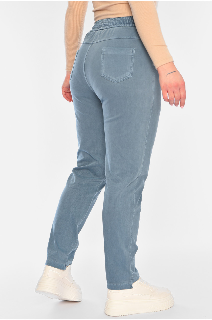 Штаны женские однотонные тёмно-голубого цвета 570-2 196881