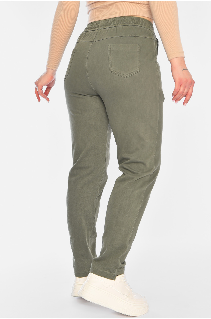 Штаны женские однотонные цвета хаки 570-2 196885
