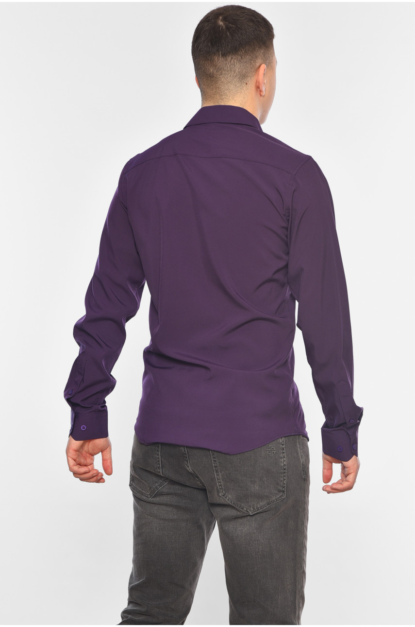 Рубашка мужская однотонная фиолетового цвета 7582 196887 Рубашка мужская однотонная фиолетового цвета 7582 196887
