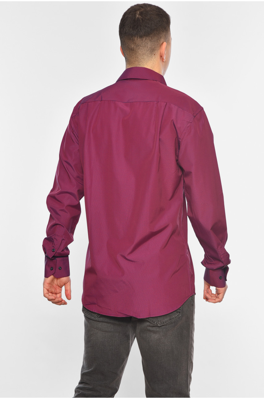 Рубашка мужская однотонная бордового цвета 2877 196888 Рубашка мужская однотонная бордового цвета 2877 196888