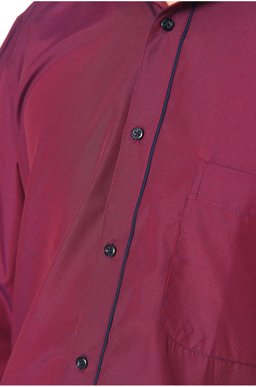 Рубашка мужская однотонная бордового цвета 2877 196888 Рубашка мужская однотонная бордового цвета 2877 196888