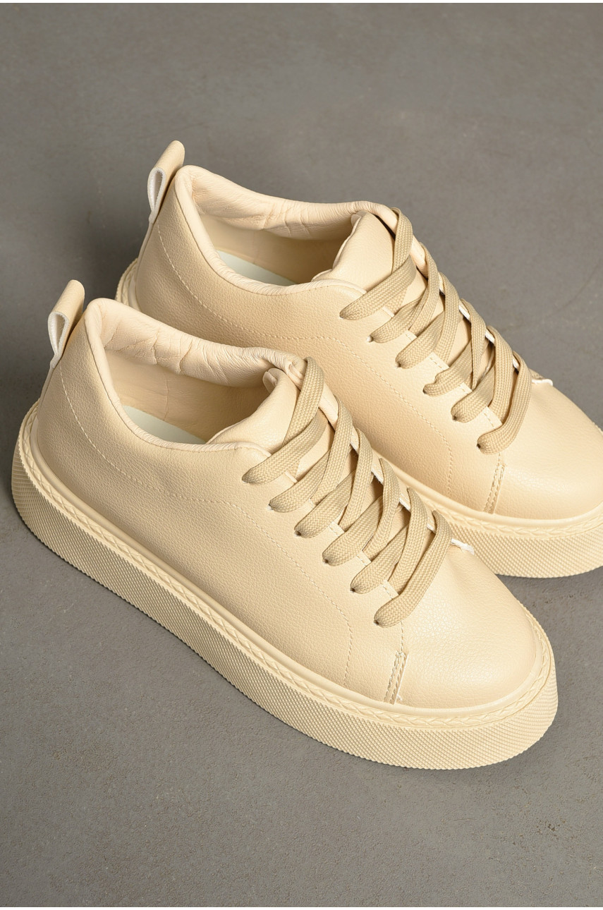 Кросівки жіночі бежевого кольору на шнурівці 2023-30-3 196906