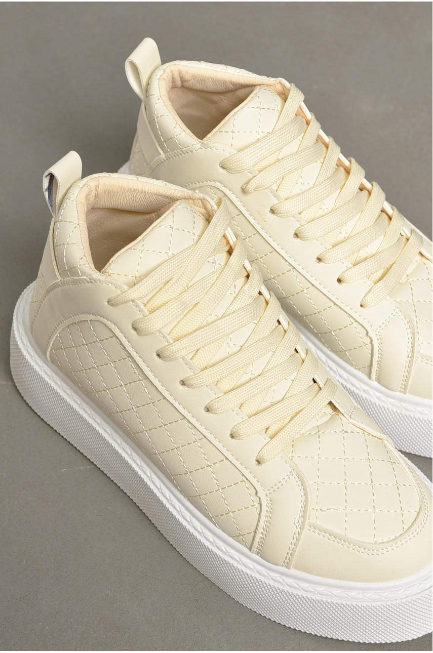 Кросівки жіночі бежевого кольору на шнурівці 2023-25-2 196910 Кросівки жіночі бежевого кольору на шнурівці 2023-25-2 196910