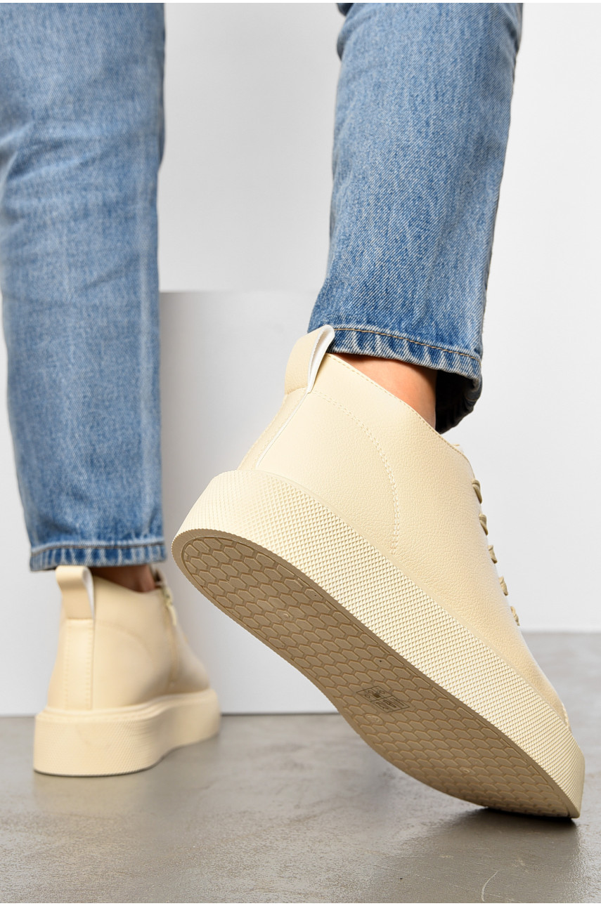 Кросівки жіночі бежевого кольору на шнурівці 2023-28-3 196911