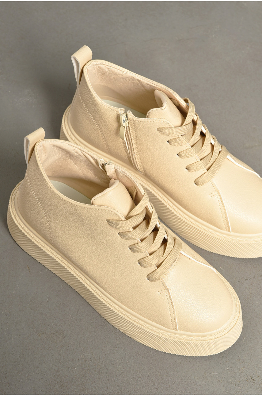 Кросівки жіночі бежевого кольору на шнурівці 2023-28-3 196911