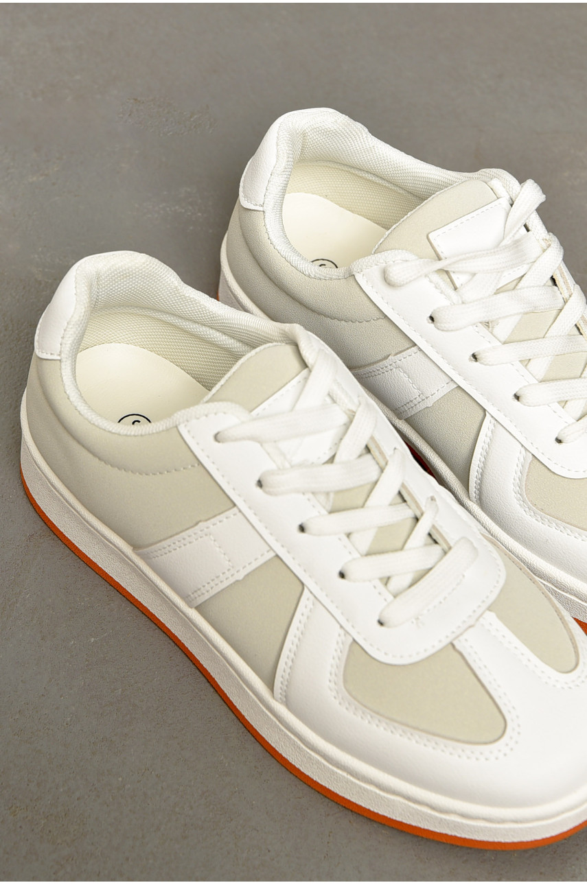 Кросівки жіночі біло-сірого кольору на шнурівці 2025-5-2 196914