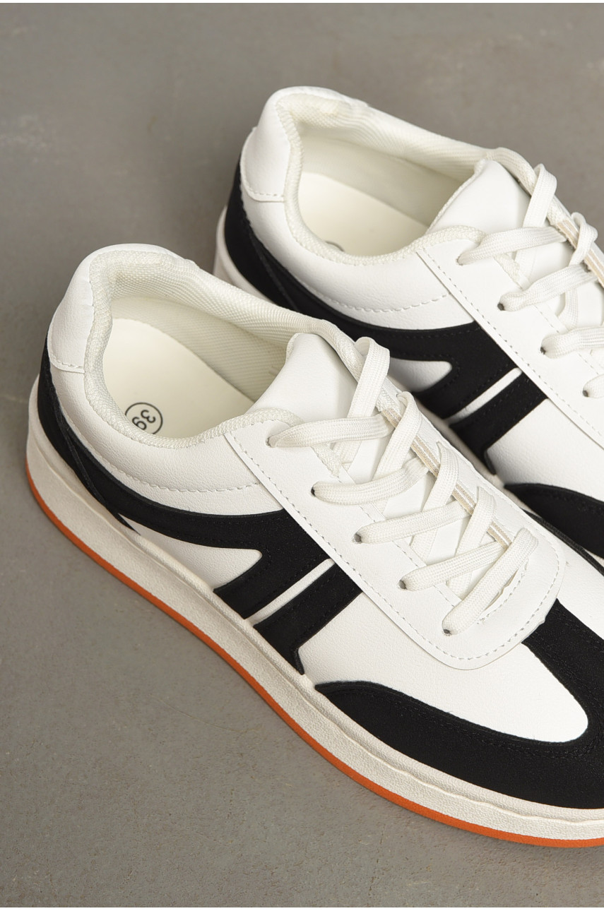 Кросівки жіночі чорно-білого кольору на шнурівці 2025-3-1 196916