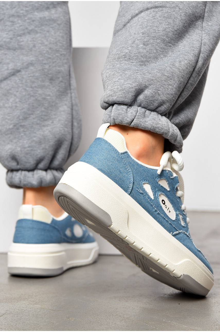 Кросівки жіночі синього кольору на шнурівці 2024-13-2 196954