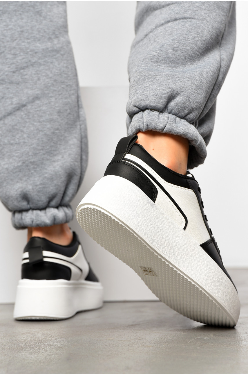 Кросівки жіночі чорно-білого кольору на шнурівці 2024-7-1 196955