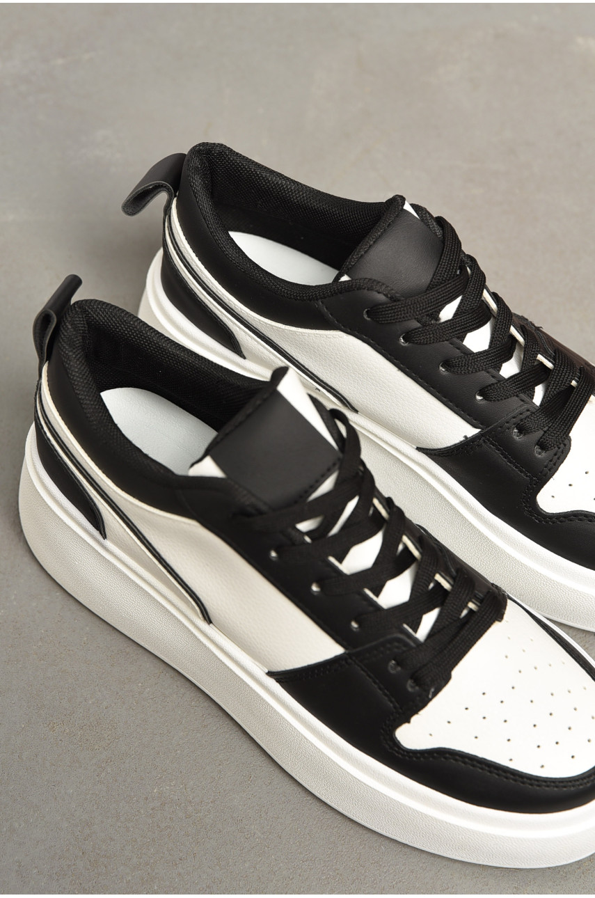 Кросівки жіночі чорно-білого кольору на шнурівці 2024-7-1 196955