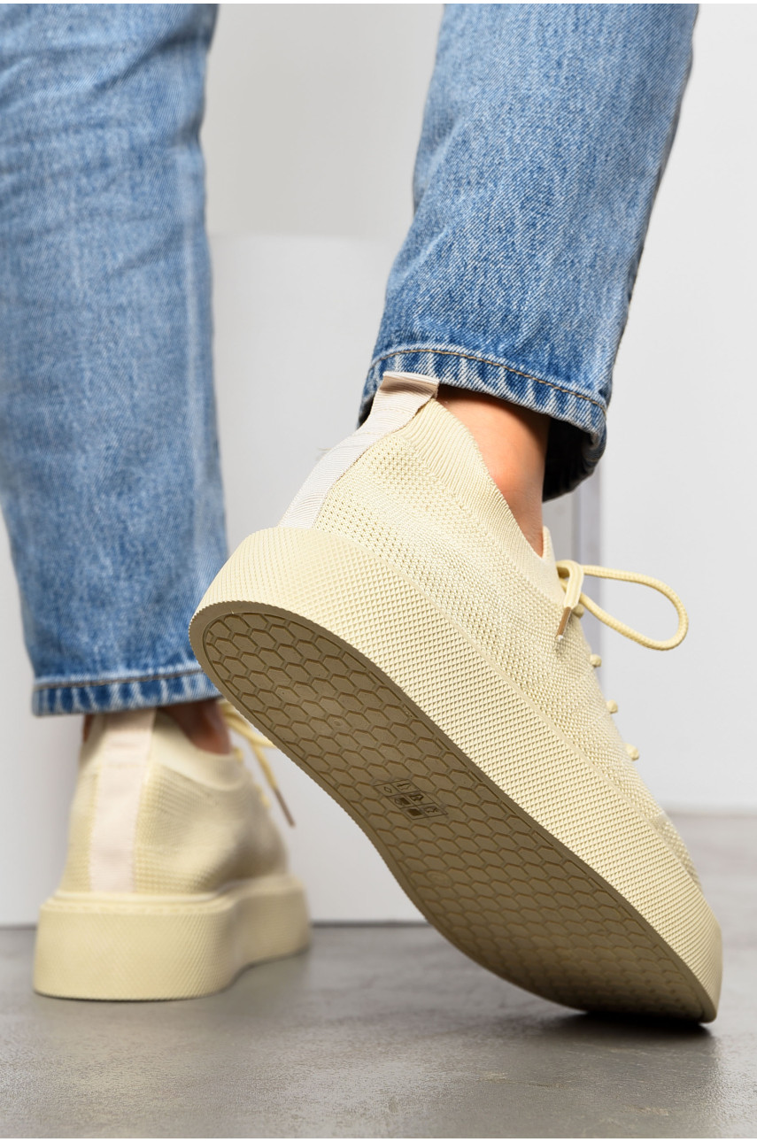 Кроссовки женские бежевого цвета текстиль 2023-33-4 196960