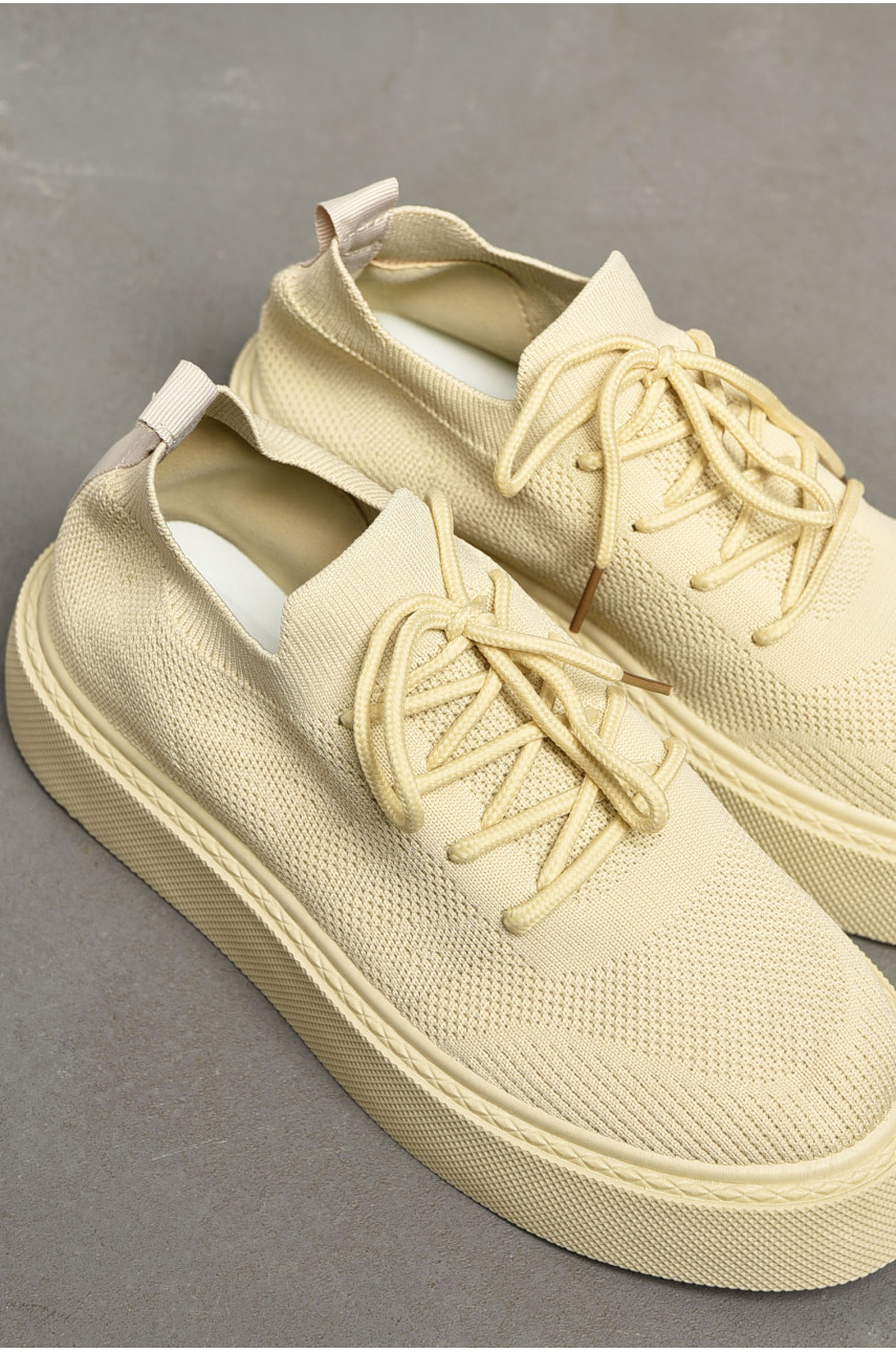 Кроссовки женские бежевого цвета текстиль 2023-33-4 196960