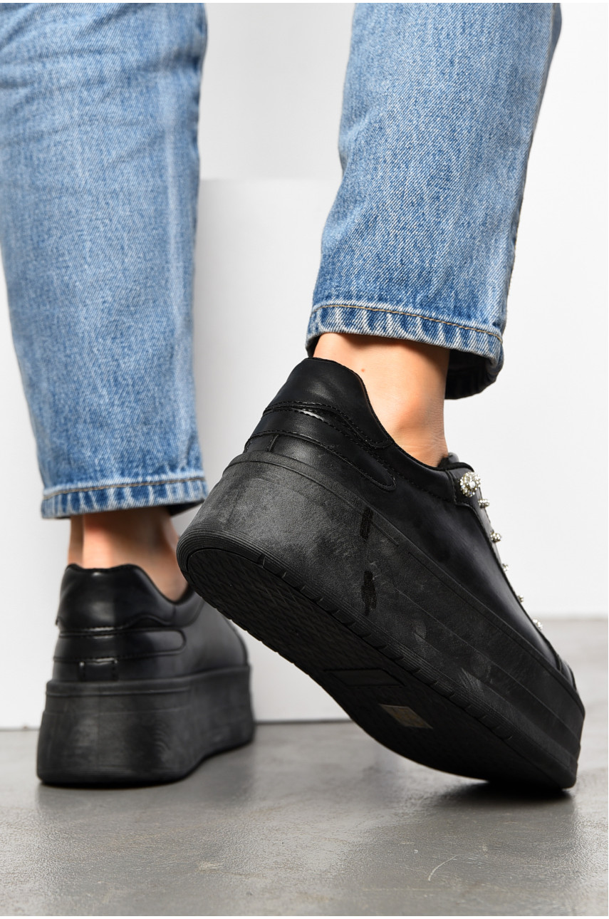 Кросівки жіночі чорного кольору на шнурівці 2024-17-1 196962