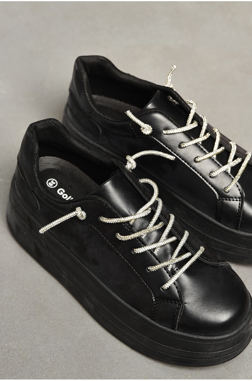 Кросівки жіночі чорного кольору на шнурівці 2024-17-1 196962