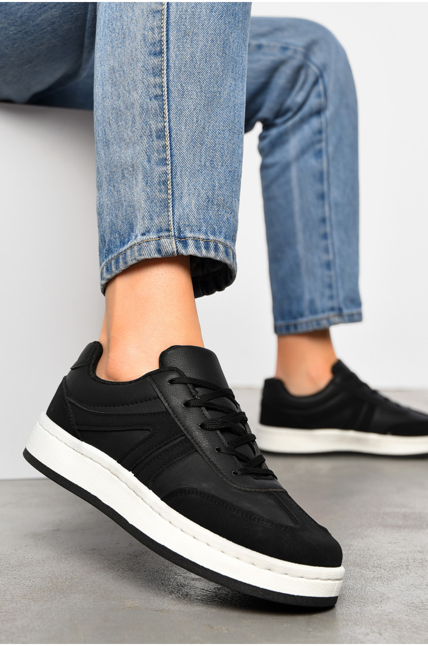 Кроссовки женские черного цвета на шнуровке 2025-3-2 196965