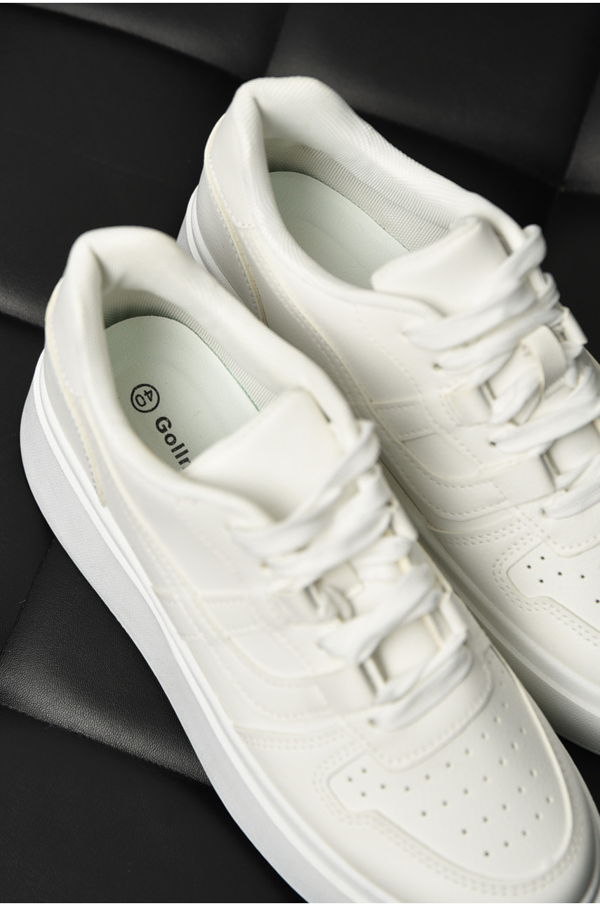 Кроссовки женские белого цвета на шнуровке 2024-8-3 196967 Кроссовки женские белого цвета на шнуровке 2024-8-3 196967