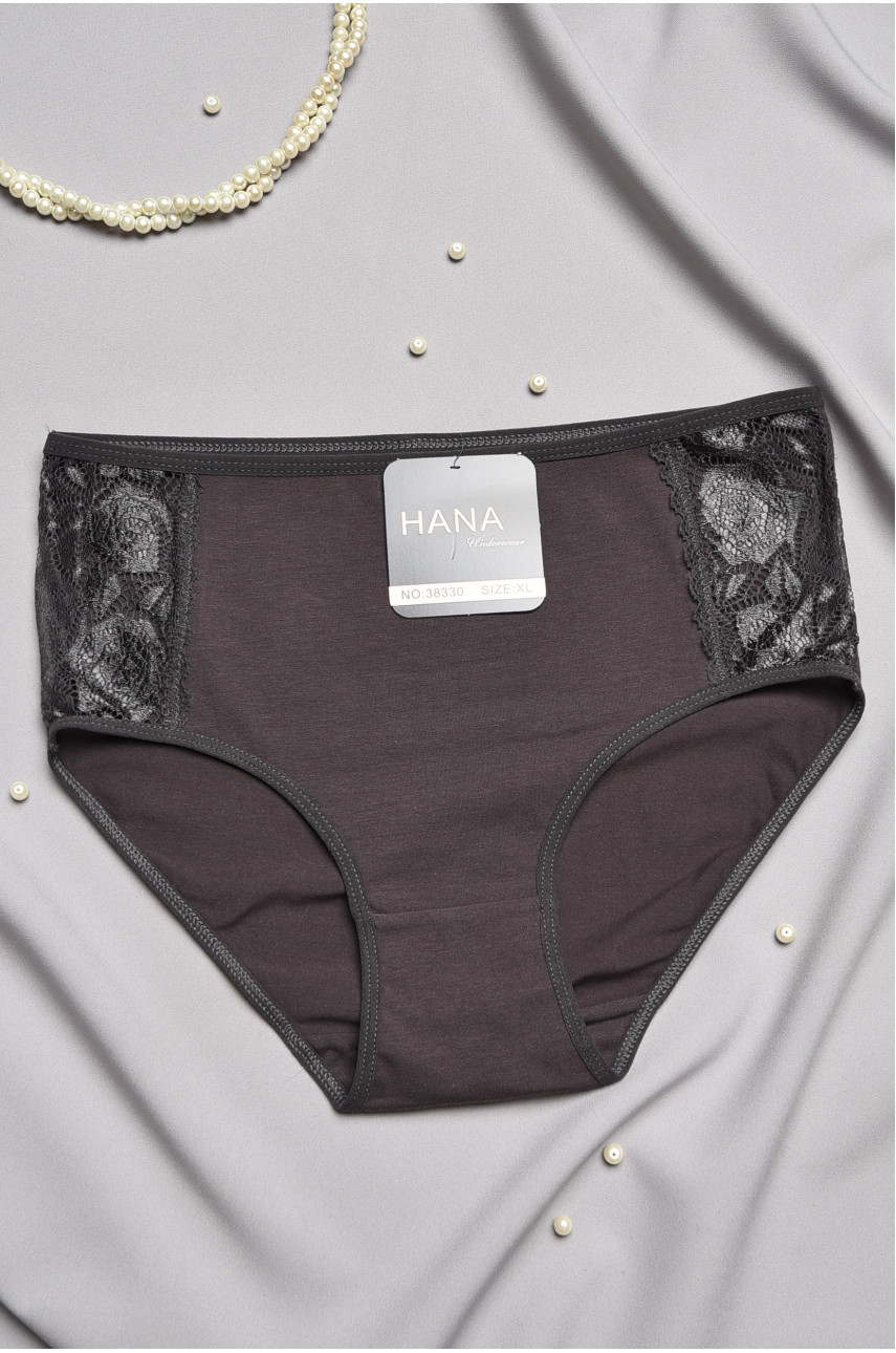 Трусы женские полубатальные тёмно-серого цвета 38330 196991