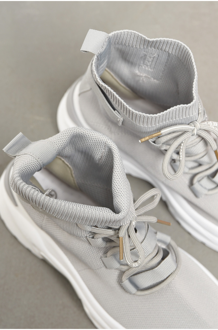 Кросівки жіночі сірого кольору текстиль на шнурівці 827-8 197085