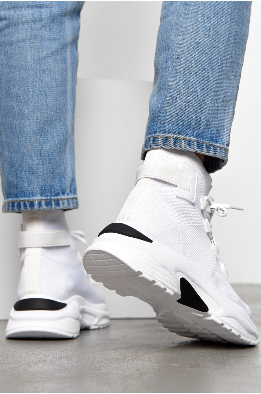 Кросівки жіночі білого кольору текстиль на шнурівці 827-2 197087