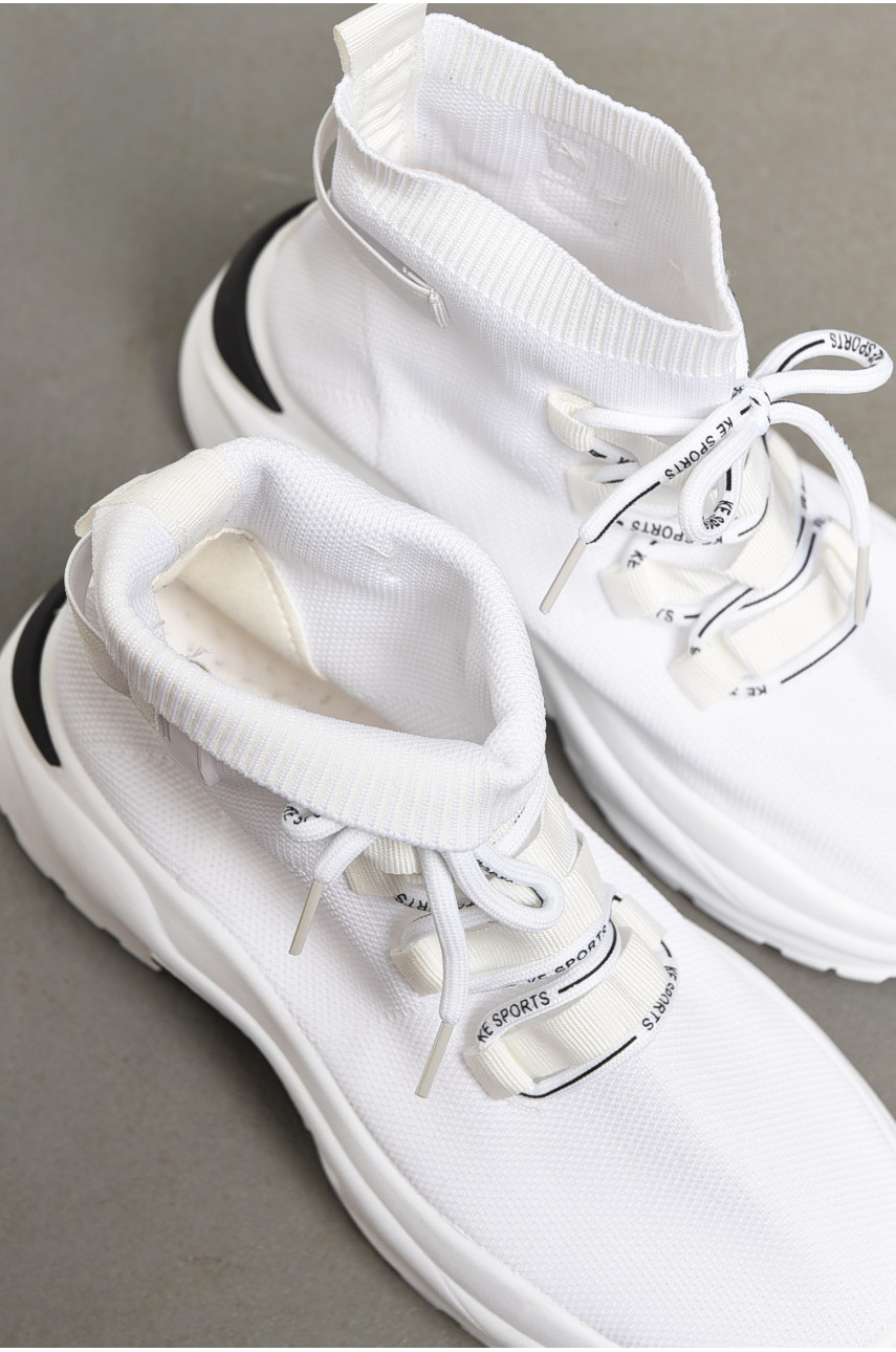 Кросівки жіночі білого кольору текстиль на шнурівці 827-2 197087