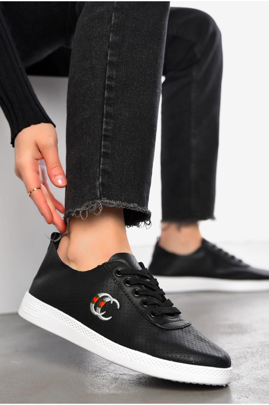 Мокасины женские черного цвета 105-123 197121