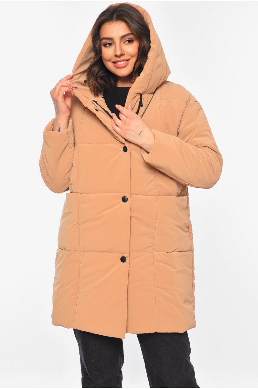 Куртка жіноча демісезонна світло-коричневого кольору 341-1 197138