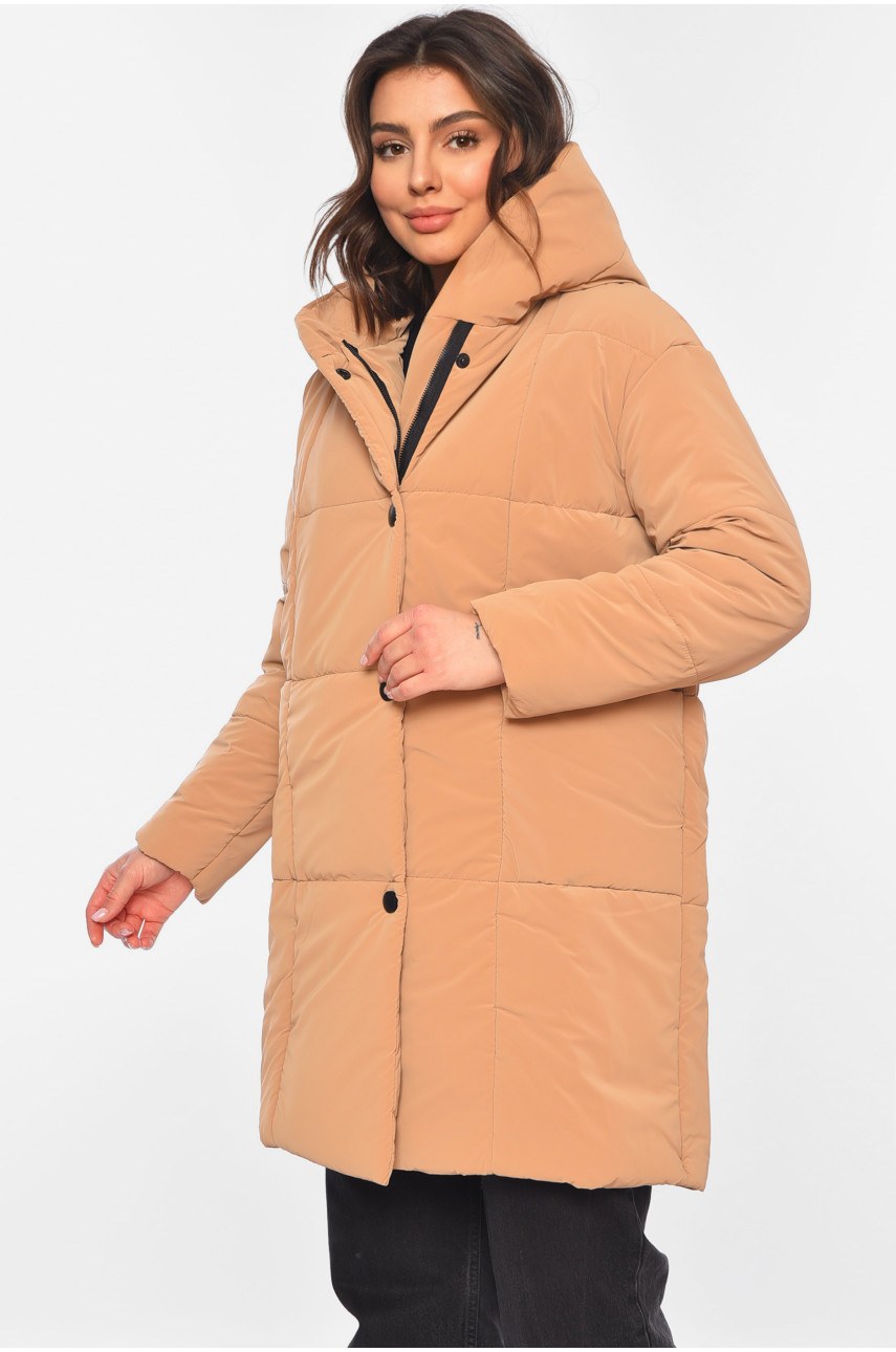 Куртка жіноча демісезонна світло-коричневого кольору 341-1 197138