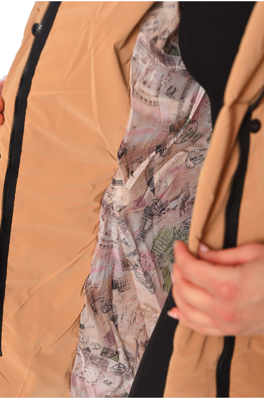 Куртка жіноча демісезонна світло-коричневого кольору 341-1 197138