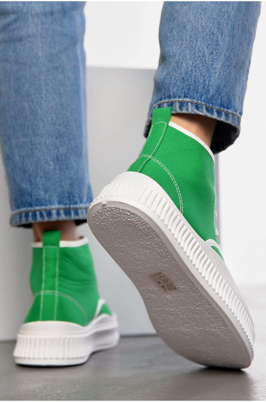 Кеды женские высокие зеленого цвета на шнуровке 812-2 197163