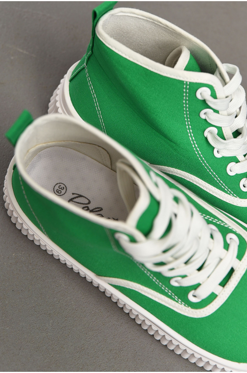 Кеды женские высокие зеленого цвета на шнуровке 812-2 197163