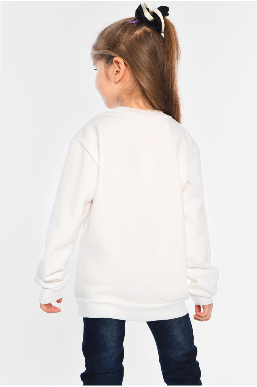 Батник детский для девочки на небольшем флисе белого цвета с принтом 6512 197172