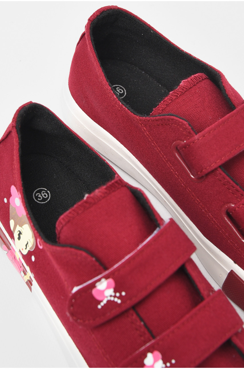 Кеды детские бордового цвета текстиль 72-12 197209 Кеды детские бордового цвета текстиль 72-12 197209