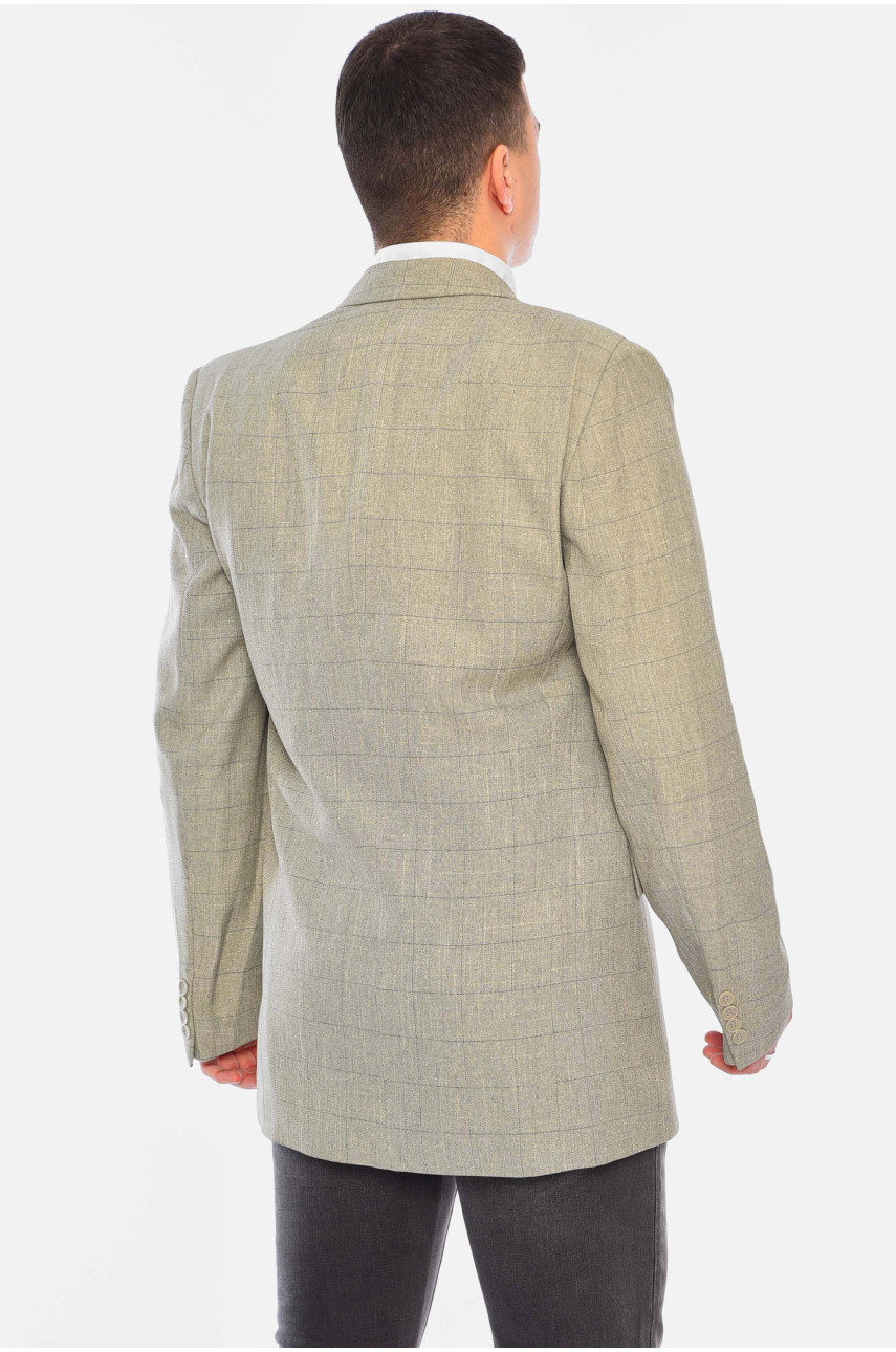 Пиджак мужской однотонный оливкового цвета 197254 Пиджак мужской однотонный оливкового цвета 197254