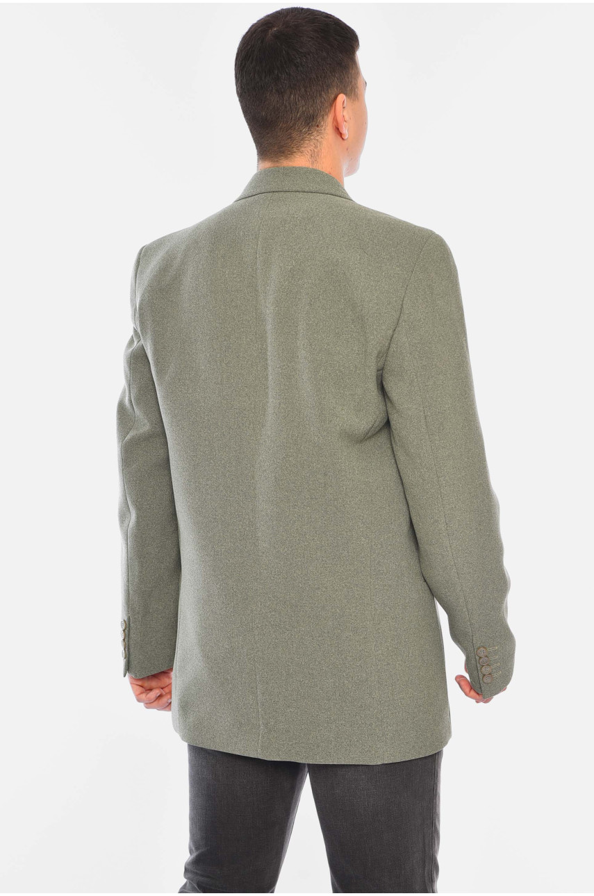 Пиджак мужской однотонный оливкового цвета 197257 Пиджак мужской однотонный оливкового цвета 197257