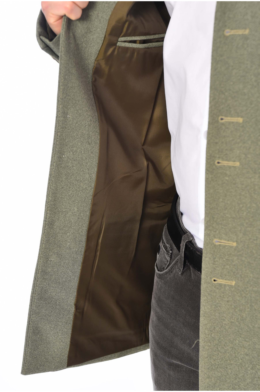 Пиджак мужской однотонный оливкового цвета 197257 Пиджак мужской однотонный оливкового цвета 197257