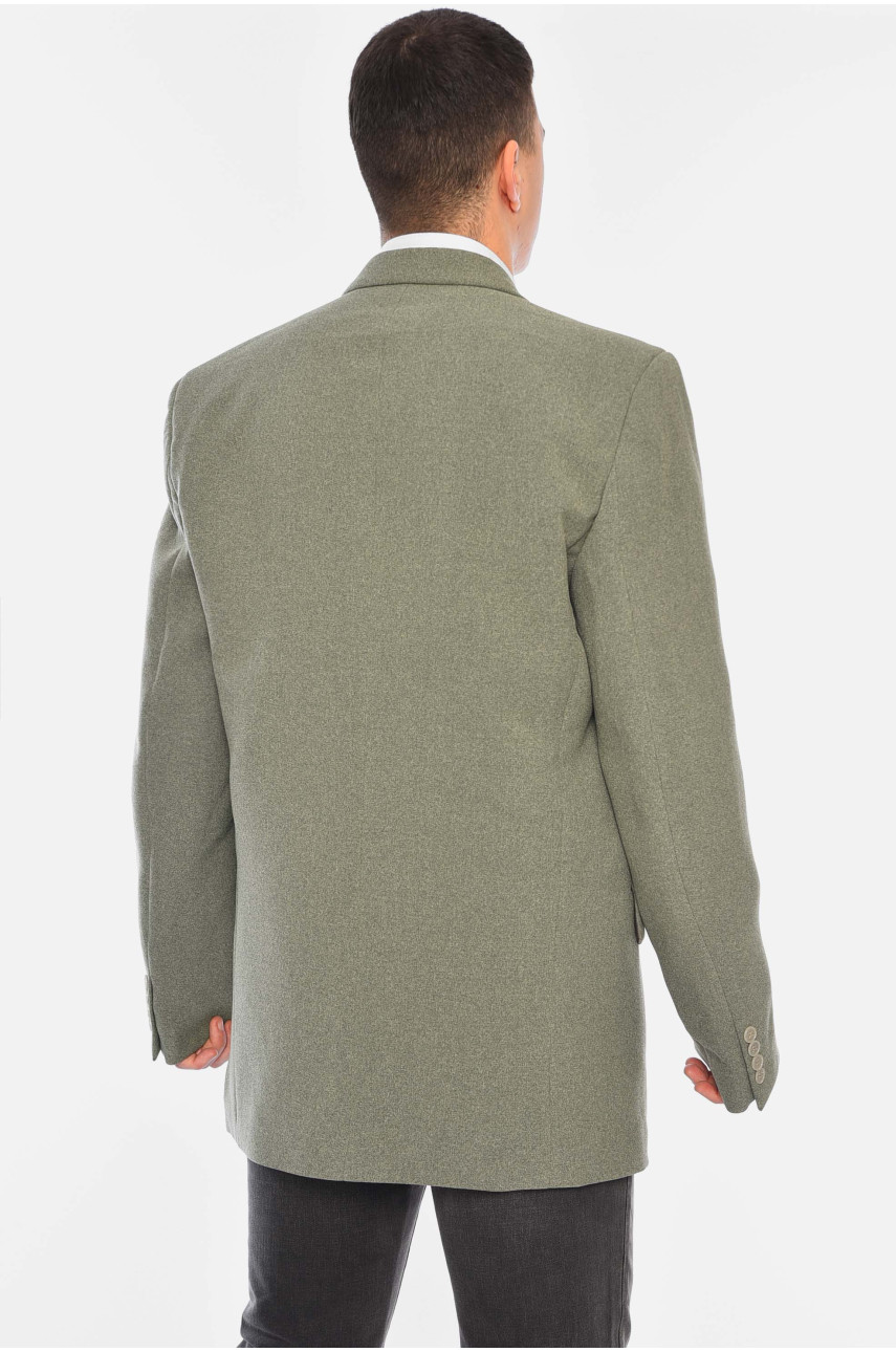 Пиджак мужской однотонный оливкового цвета 197258 Пиджак мужской однотонный оливкового цвета 197258